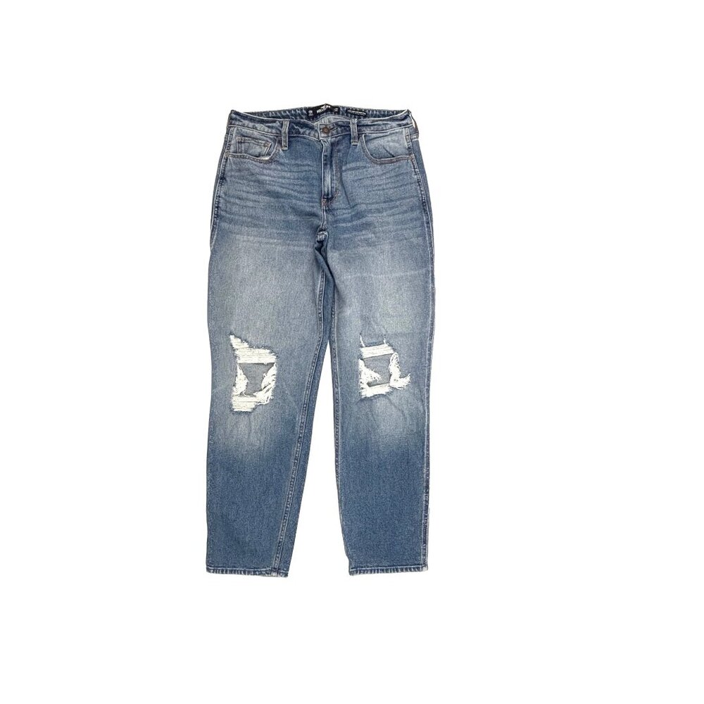 Hollister Mom Jeans Womens 13 Blue Ultra High Rise Distressed Denim 14264